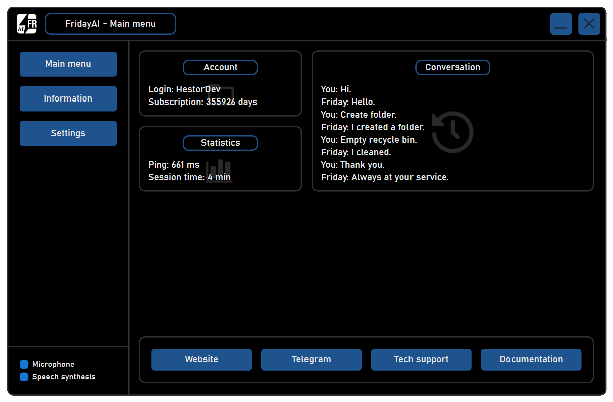 FridayAI interface